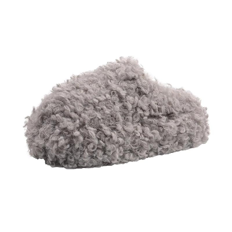 

2026 Women s Fashion Slippers Cover Toe Platform Sole Warm Cotton Slippers Outdoor Autumn and Winter One Kick Thickened Slippers 41 сірий