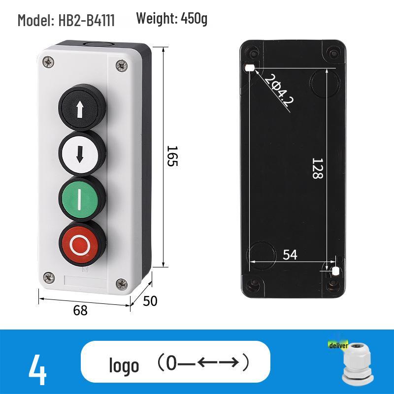 Waterproof 22mm Emergency Stop/Start Button Switch Box with Self-Locking & Resetting Indicator Light