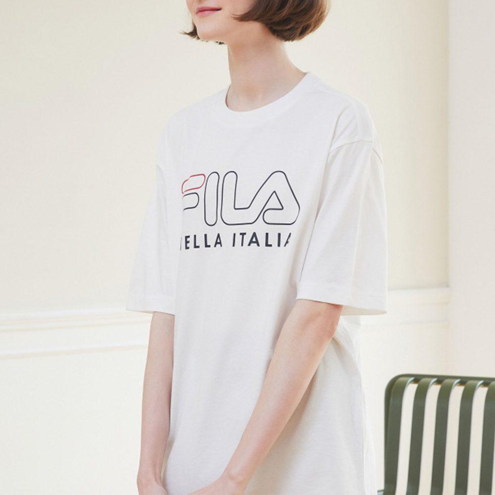 FILA Set in Sleeve T Shirt Unisex White FS2RSD2101X-OWH