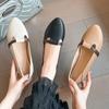 Fashion Women's Spring Casual Square Toe Low Soft Soles Lolita Red Flats Women's Elegant French Vintage Buckle Mary James