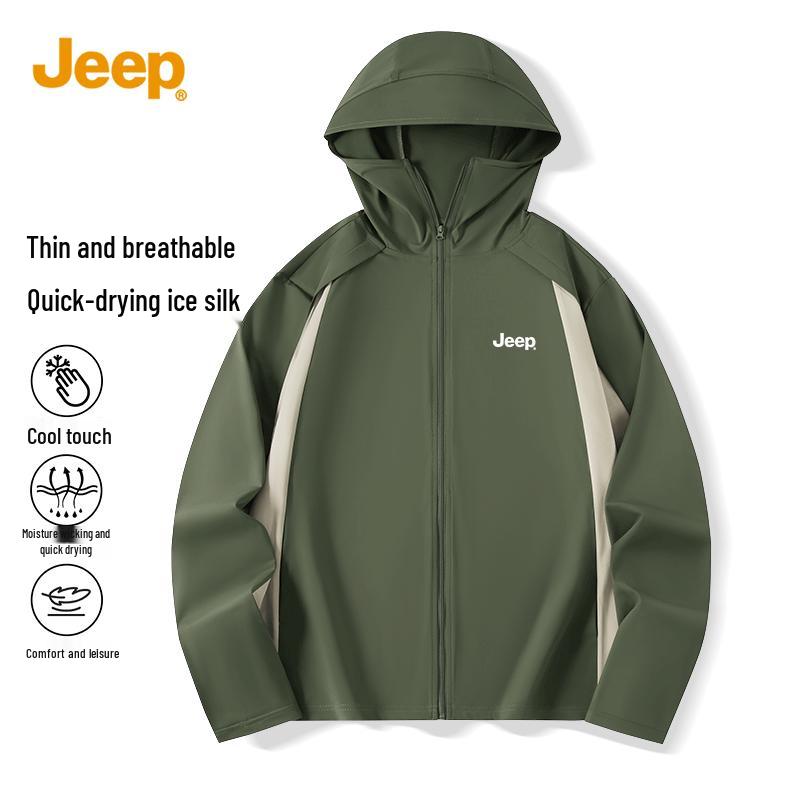 JEEP Men s Color-Block Ice Silk UPF100+ Sun Protection Hoodie 2XL