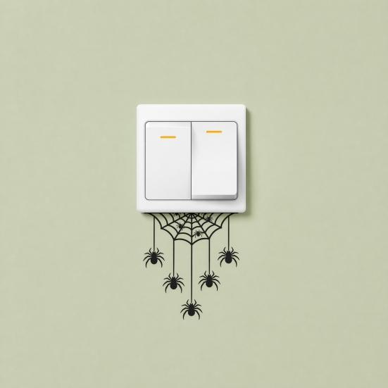 jijijing Halloween Spider Web Light Switch Sticker, Upside Down Decal, Removable Decals, PVC Waterproof Wall Art for Home Bedroom Living Room Entrance