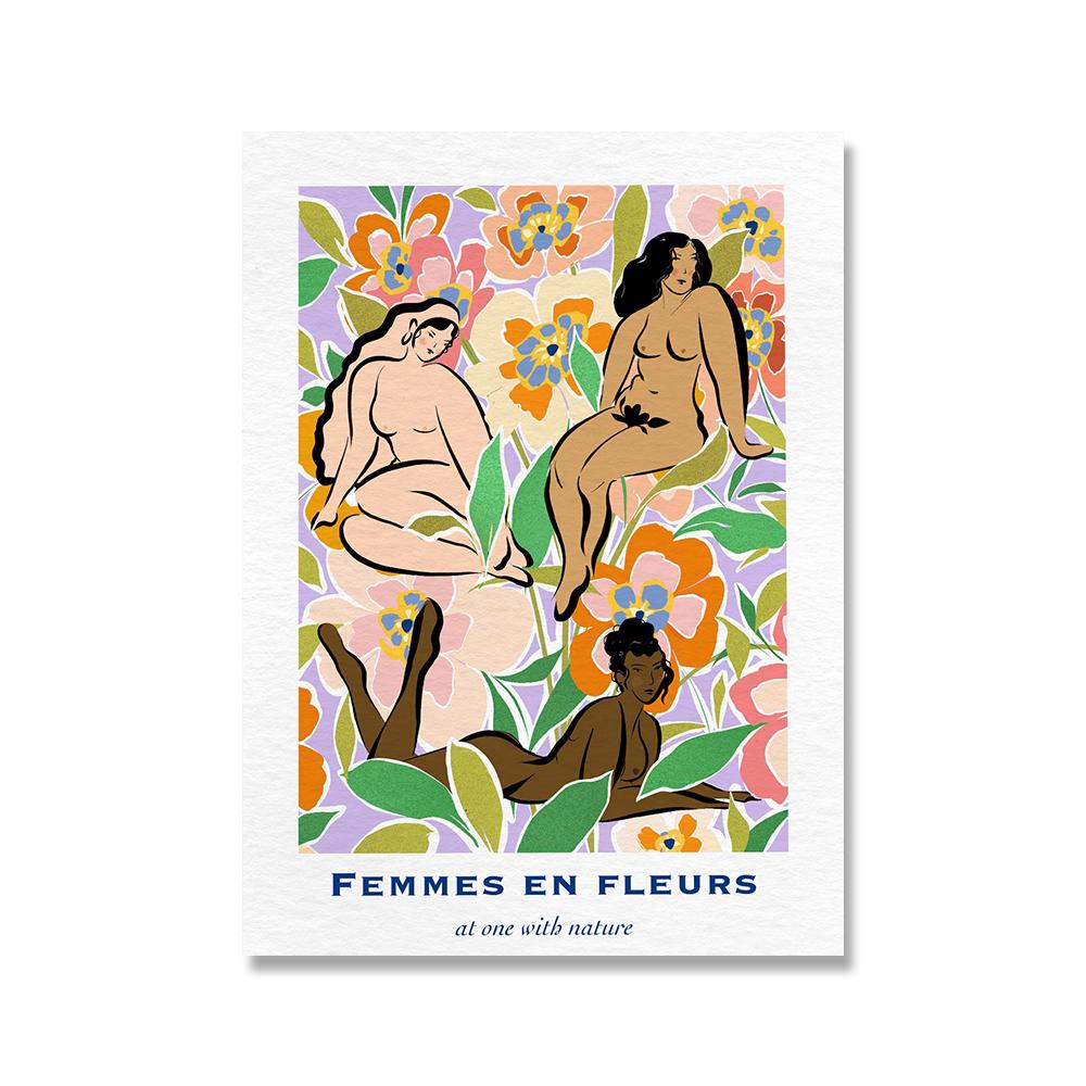 Flower Power Art Prints Matisse Picasso Abstract Floral Girl Canvas Poster Retro Wall Pictures Bedroom Unique Home Decoration