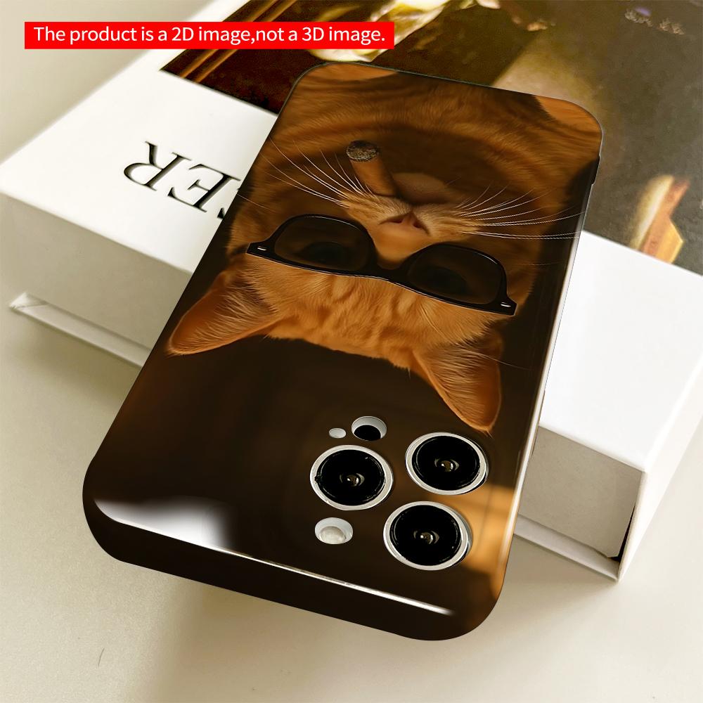 Sunglasses & Cigar Orange Cat Phone Case All Inclusive Film Hard Phone Case, Compatible with iPhone 18 Pro Max 17 16 15 14 13 12 11