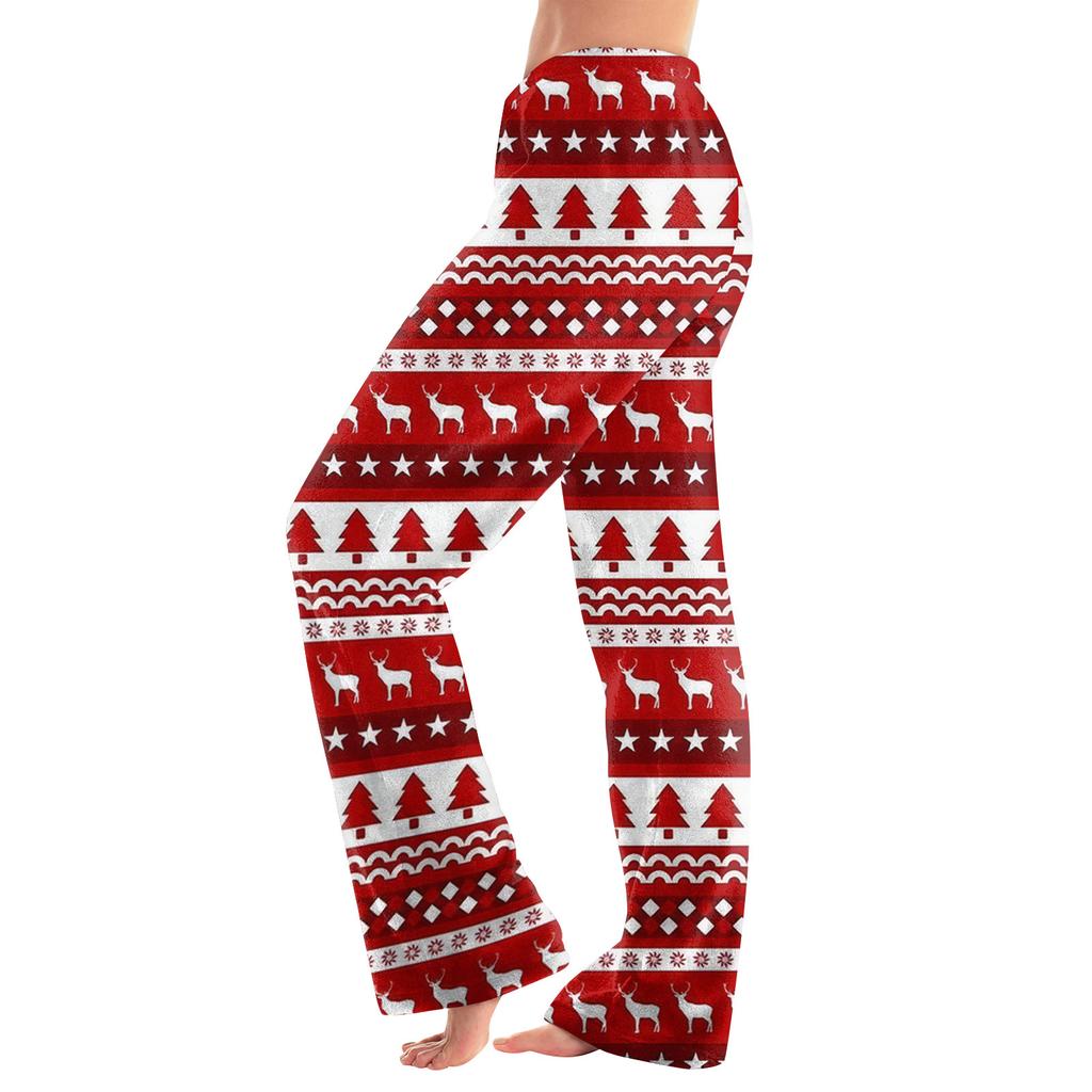 Women  Winter Plaid Pants Full Length Long Trousers Sports Pants