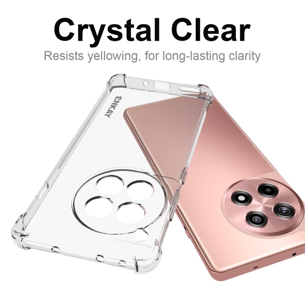 ENKAY HAT PRINCE For OnePlus Ace 3 5G/12R 5G Clear Case Four Corners Reinforced Anti-Slip Strip Edge TPU Phone Cover