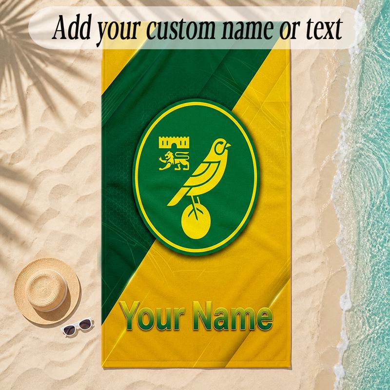 Beach TowelNorwich City Custom Name Text Personalized Soft Towel for Beach Pool Indoor Home Decor Gift