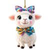 Crown Christmas Sheep Ornament 2D Acrylic Christmas Hanging Ornament  Car Rearview Mirror