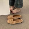 French niche breathable woven bag head half slippers women's summer wear lazy one pedal casual flat sandals shoes