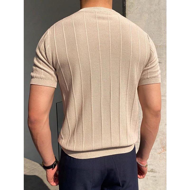 Men's Stripe and Solid Paneled Shirt