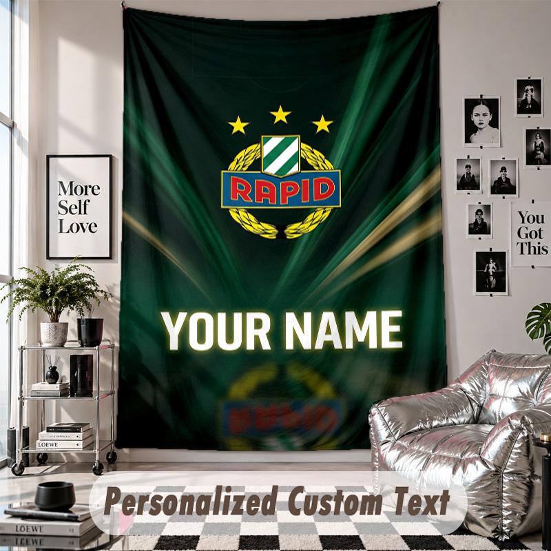 Custom Tapestry Wall Hanging, Rapid Wien FC Personalized Name Text Home Wall Decor