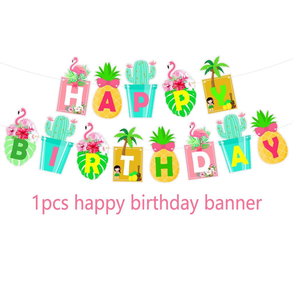 Vibrant Hawaiian Flamingo Cactus Pineapple Coconut Balloon Decoration For Festive Parties