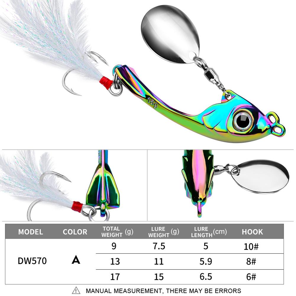 Spinner Bait 9g 13g 17g Trolling Rotating Spoon Wobbler with Sequin Artificial Bait for Bass Freshwater and Saltwater