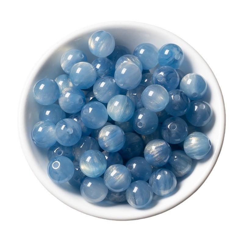 Смоляные переливающиеся позолоченные бусины «Кошачий глаз» для DIY браслетов и ожерелий 10mm, hole ~2mm, 10 beads/pack