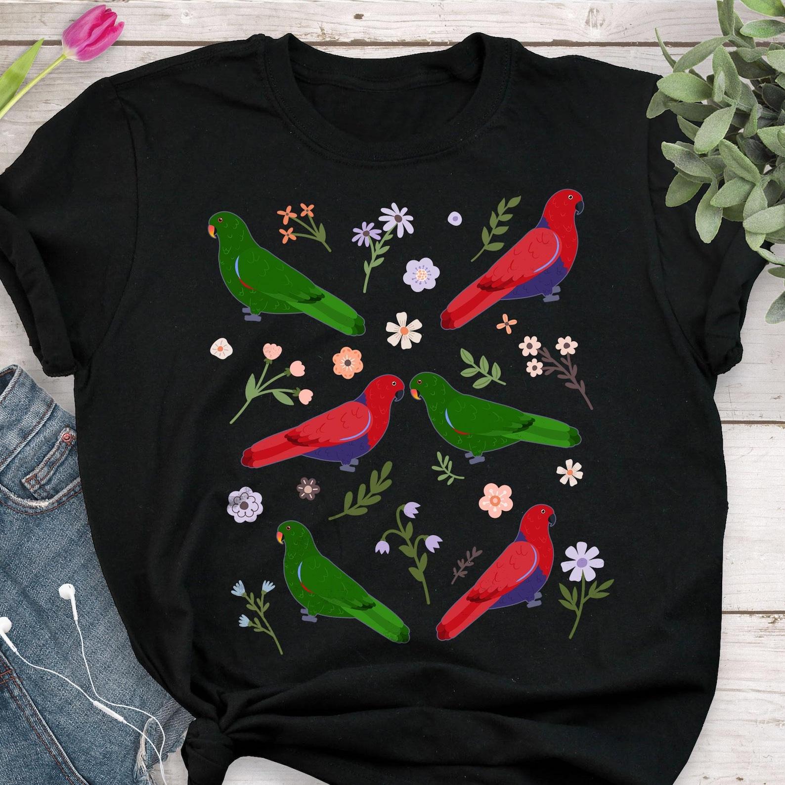 Eclectus Parrot Shirt, , , Funny Parrot Lover Gift, Cute Bird T-shirt, Pet Tshirt, Male Female Green Red Eclectus, Eclectus Mom Dad 120