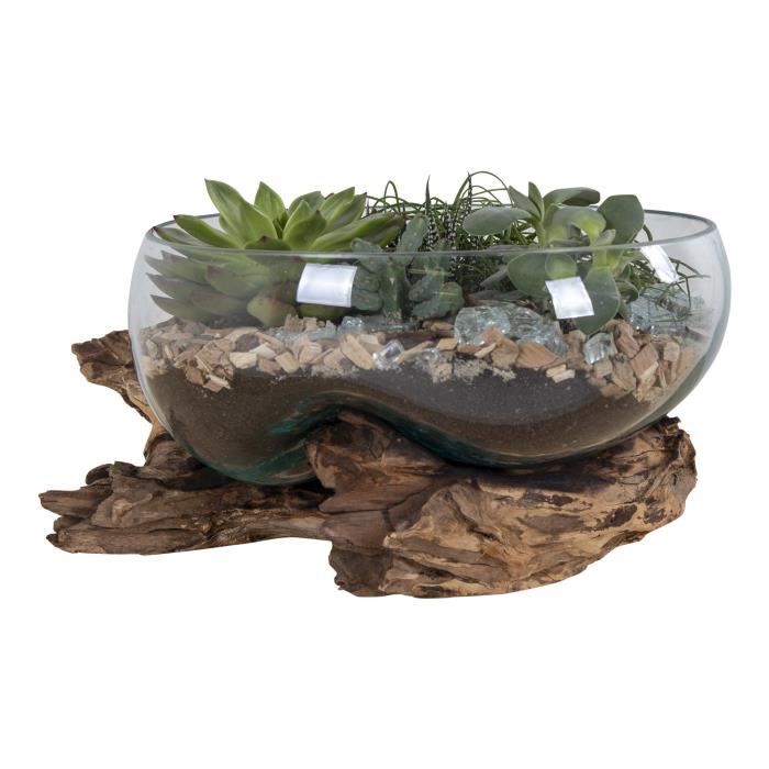 Vase décoratif - House Nordic - San Marino - Bois de teck - Verre - Style scandinave