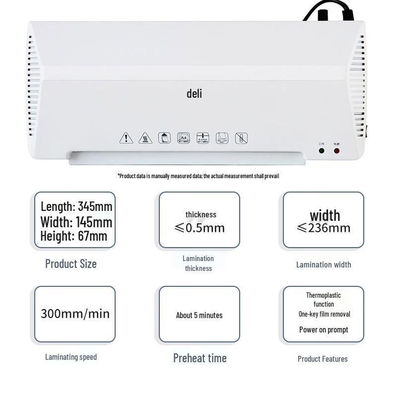 Deli 3898 A4 Laminator CN plug (adapter included)