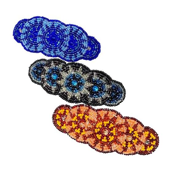 Ethnic Beaded Barrette Set of 3 - Handmade in India with Assorted Glass Beads, Jaipur Style