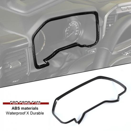 Carbon Fiber Dashboard trument Meter Box Cover Trim Ring for Ford F150 +