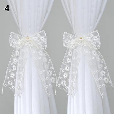 2Pcs/set Lace Bow-knot Bow Curtain Tieback Clip Adjustable Simple Window Curtain Buckles Tied Belt Exquisite Curtain Strap