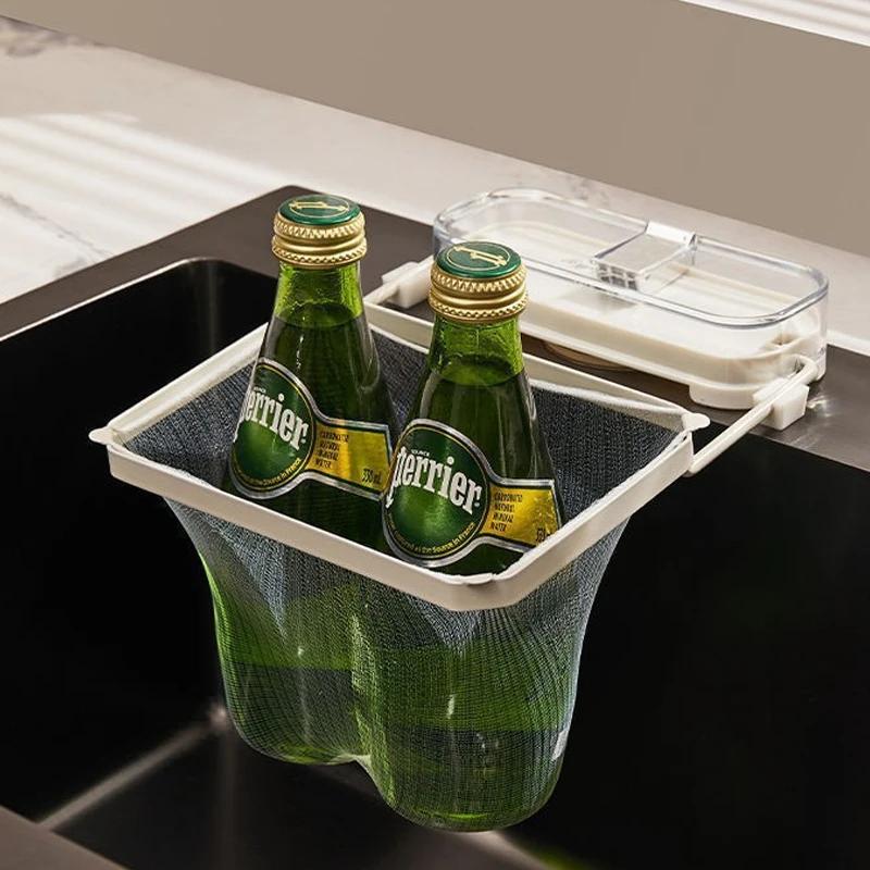 1pc Kitchen Sink Filter Drainage Rack With 50pcs Fiter Mesh Foldable Trash Strainer Holder Garbage Net Shelf For Sink Accessory