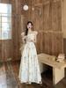 Xiaofei Sleeve Square Neck Floral Dress Children's Summer 2026 New Seaside Vacation Coffee Break French Temperament Long Dress