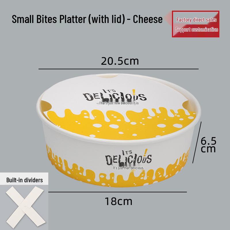 Snack Platter Box: Small Snacks & Fried Chicken Family Bucket with Four-Compartment Round Plate
