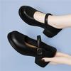 British Style Loafers Retro Uniform Single Shoes Fashion Mid Heel.cm Spring New Small Leather Shoes Black Women's Shoes