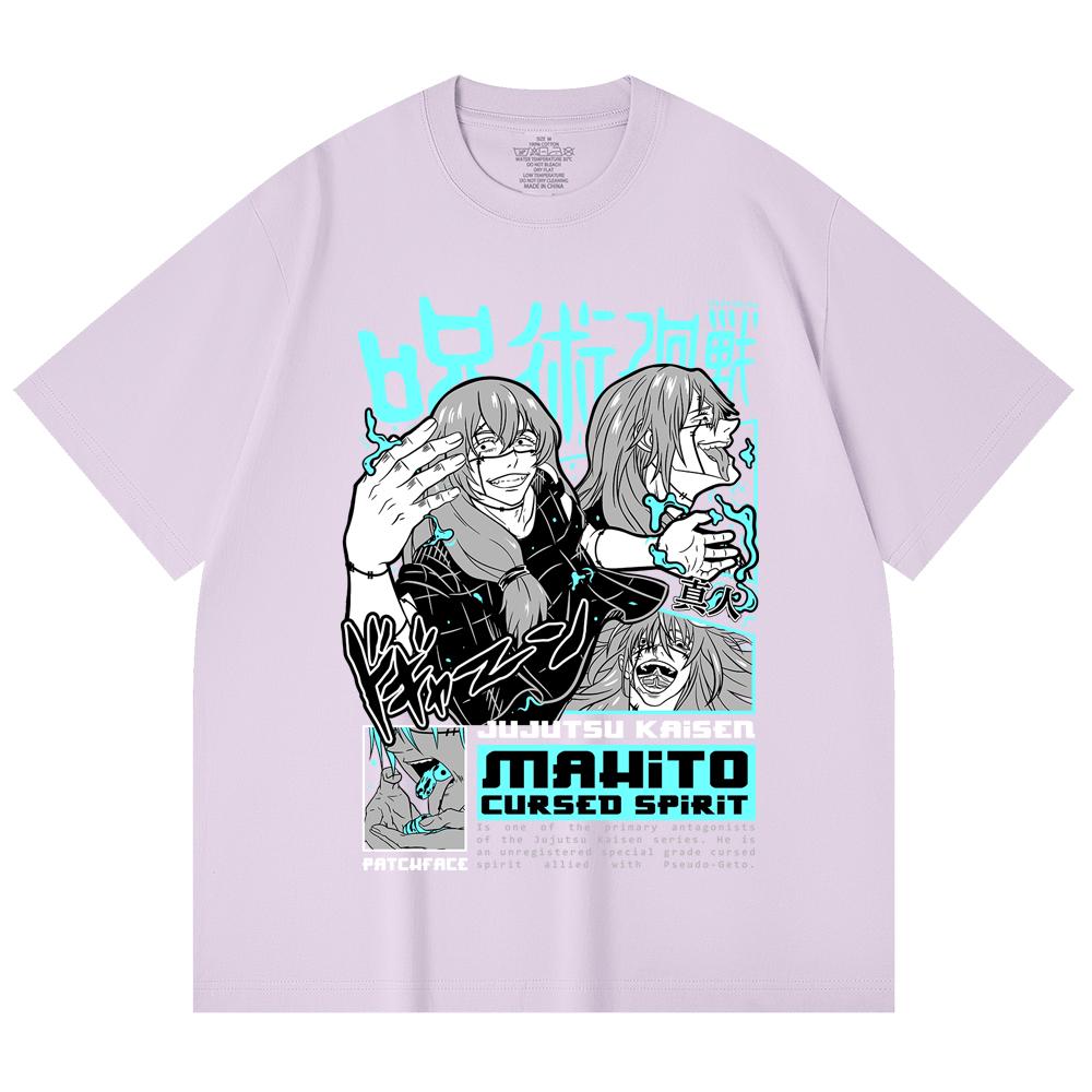 230 g/m² 100 % Baumwolle Jujutsu Kaisen V63 Mahito Print Unisex Schweres Baumwoll-T-Shirt