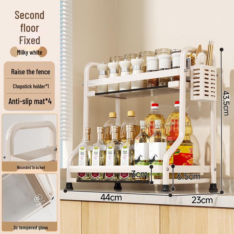 Multi-Layer Kitchen Countertop Storage Rack for Oils, Spices, and Utensils