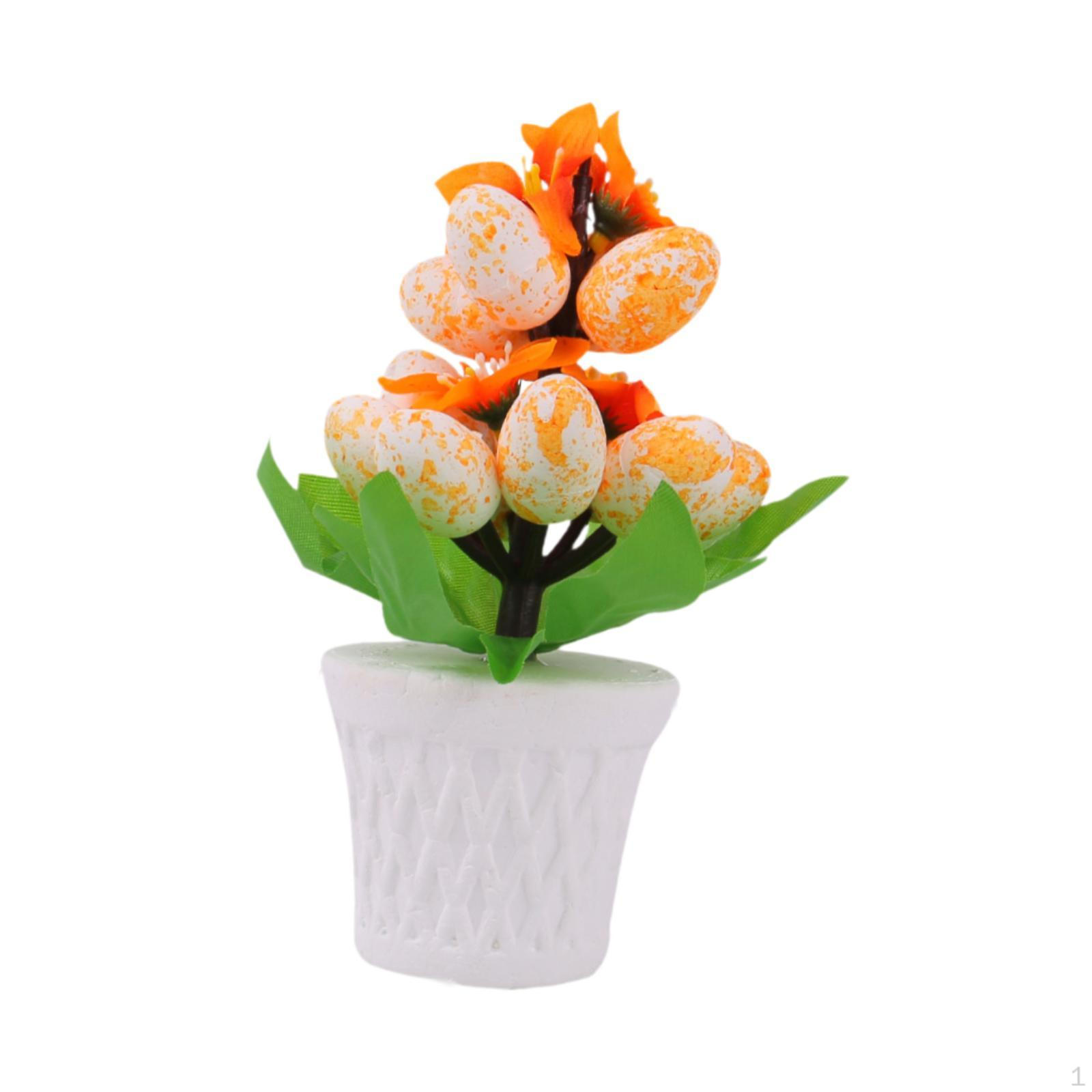 

Пасхальные яйца Цветочный горшечный орнамент Искусственная цветочная композиция Декор стола для гостиной оранжевый