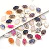 2 Pcs Natural Stone Charms Gold Edge Oval Shape Pendant for Jewelry Making Accessories DIY Necklace Bracelet Earring Supplies