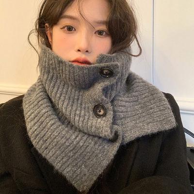 Shawl Knitted Knitted Scarf Solid Color Soft Neckerchief Wrap Woolen Neck Wrap Women