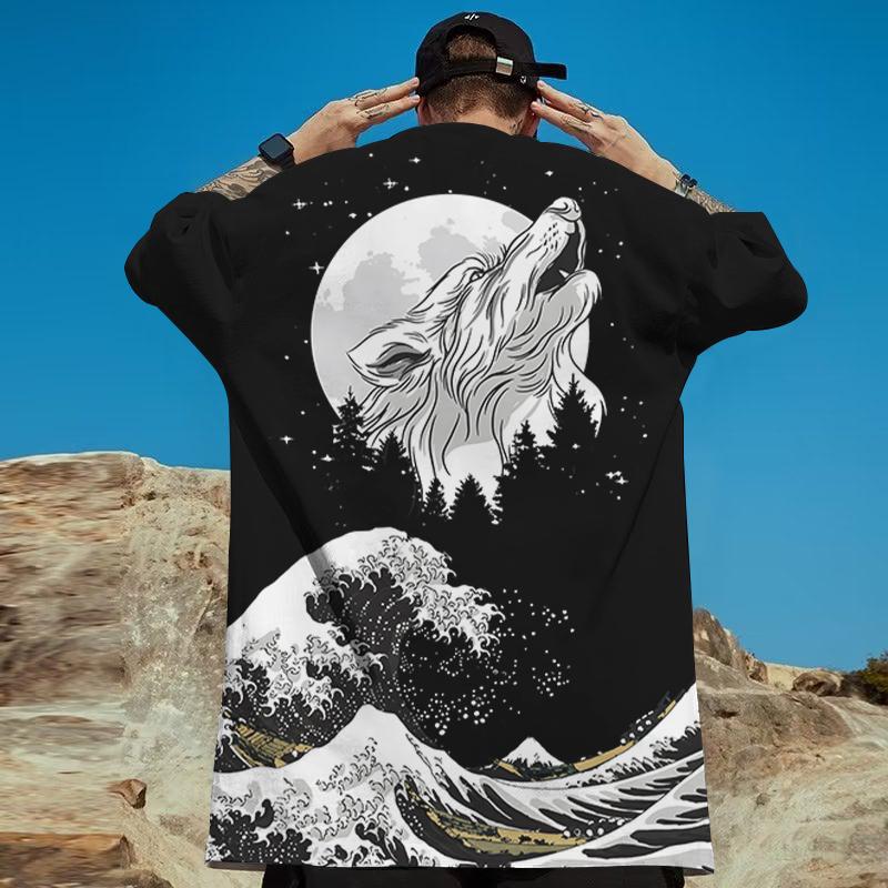 

Футболки с акулами для мужчин с принтом 3d Ukiyo-E Fierce Beast Мужская одежда Уличные футболки Harajuku Повседневные футболки с короткими рукавами большого размера 6XL