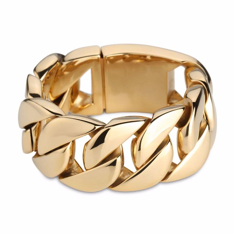 316 Stainless Steel Italy Gold Color Bracelet Bangle Men's Heavy Chunky Link Chain Bracelet Fashion Jewelry Gifts