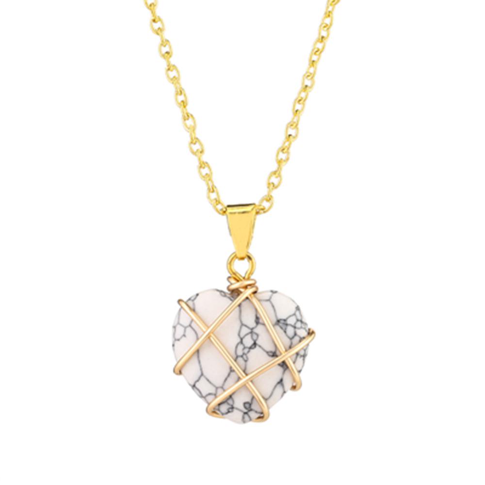 Crystal Heart Necklace with Natural Colored Gemstone Pendant - DIY Wire-Wrapped Heart Shape