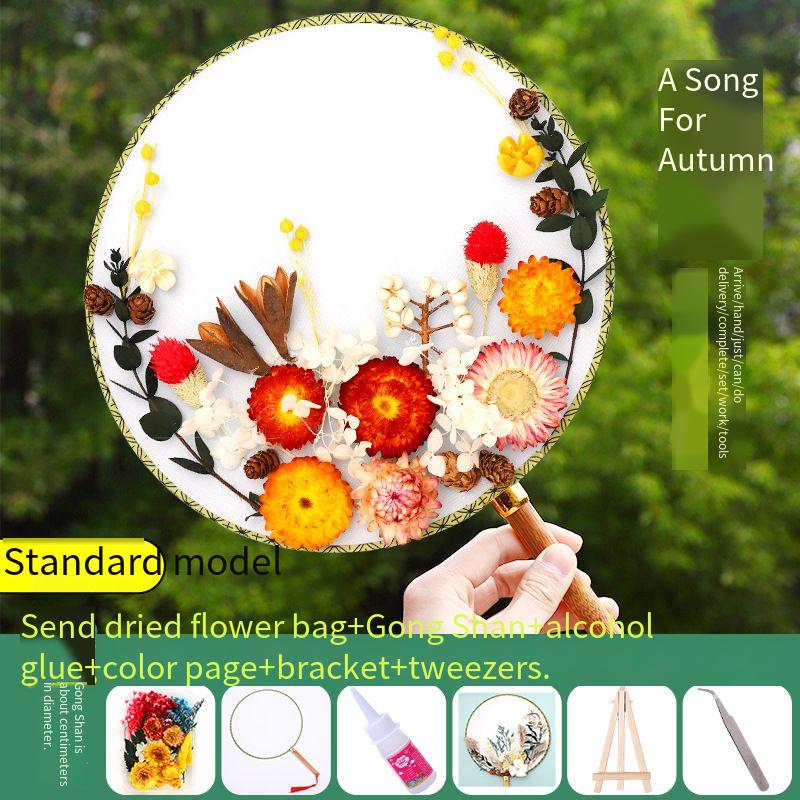 DIY Preserved Fresh Flower Hand Fans Creative Party Gift Home Decoration Fashion Decorative Chinese Japanese Fan Versatile New