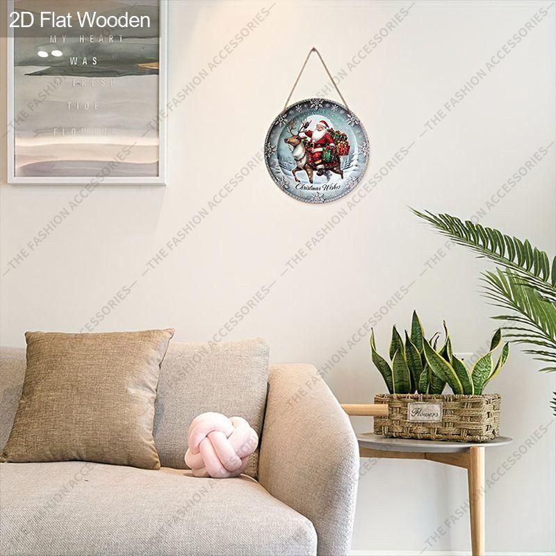 Christmas decoration sign,indoor hanging decorations,2D flat Wooden products withSanta Claus and Deer pattern,Christmas gifts for friends and family