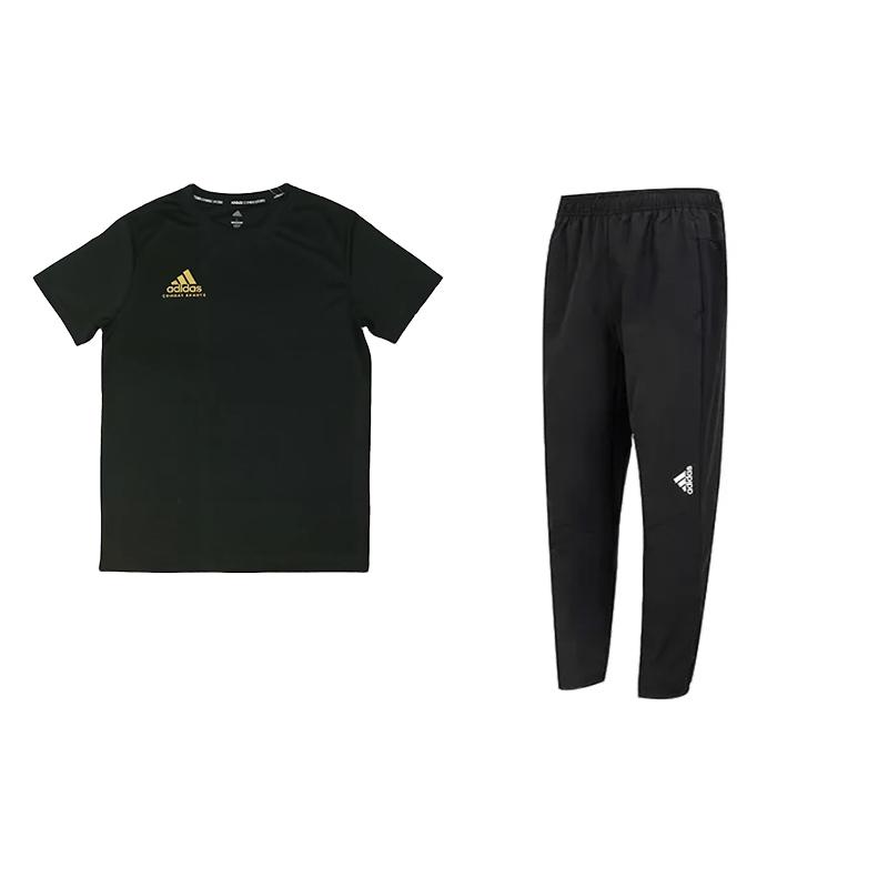 

Adidas High Street Minimalist Letter Logo Print Round Neck Short Sleeve Casual Sports Suit Men suit Black ADICSTS06P-BG+HN8529 S
