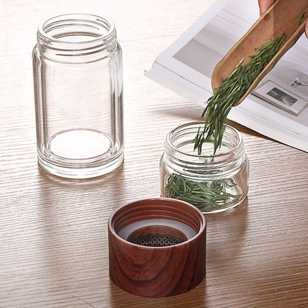 200ml Tea Water Separation Double Wall Creative Glass Leak Proof Vacuum Flask Tumbler Water Bottle Thermos Cup