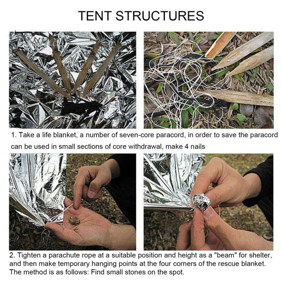 Pătură termică de urgență Pături de supraviețuire portabile, impermeabile, rezistente la vânt, rezistente la umiditate, de unică folosință, echipamente de supraviețuire reflectorizante pentru exterior