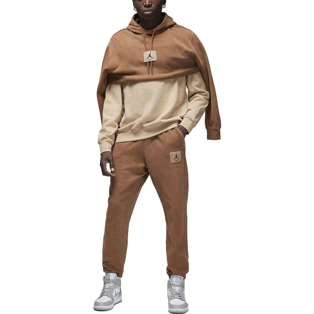 Jordan Logo Printed Fitted Hoodie Men hoodies Khaki FB7291-281