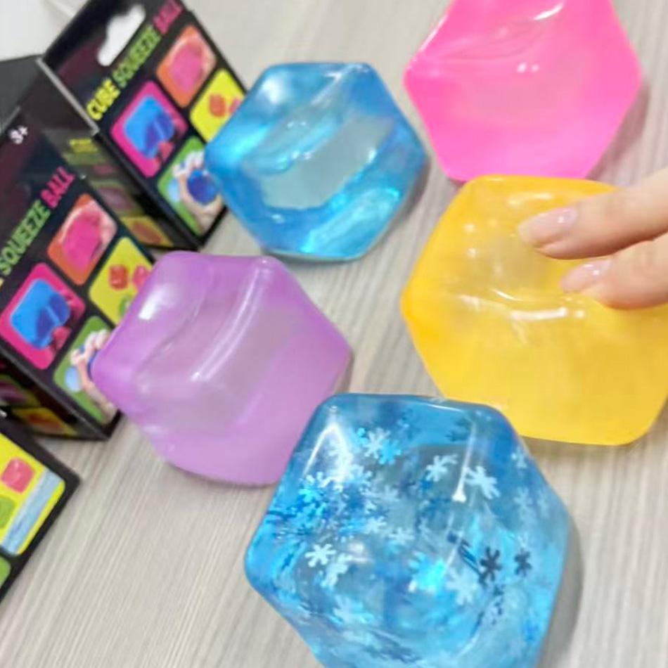Transparent Ice Cubes Soft TPR Slow Rebound Sequins Maltose Ball Pinch Toy Stress Relief Elastic Squeezing Ball Decompression