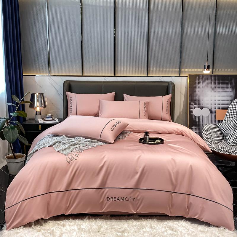 Light Luxury Class A Maternal And Infant Grade Cotton Long-Staple Cotton Four-Piece Set Pure Cotton Embroidered Bed Sheet Mattress Quilt Cover Bedding