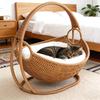 Nep Geweven Kattenmand Semi-Gesloten Kattenhol Bed Waterdicht Binnenkattenhuis Mandstijl Huisdierbed voor Katten