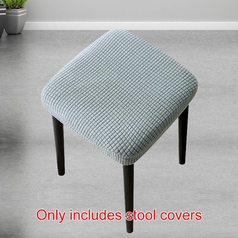 1Pc Stool Cover Dustproof Polyester Elastic Stool Chair Covers Removable Square Seat Cover Solid Color Chair Covers