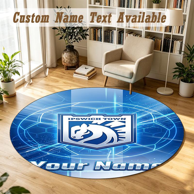 Round Rug Custom NameIpswich Town Pattern Non Slip Carpet Home Floor Decor