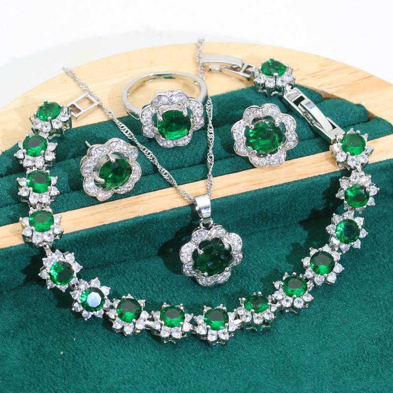 

Ювелирные украшения в стиле поп-арт, комплект украшений из браслета, ожерелья, серег и кольца с цирконием класса ААА 9 yards