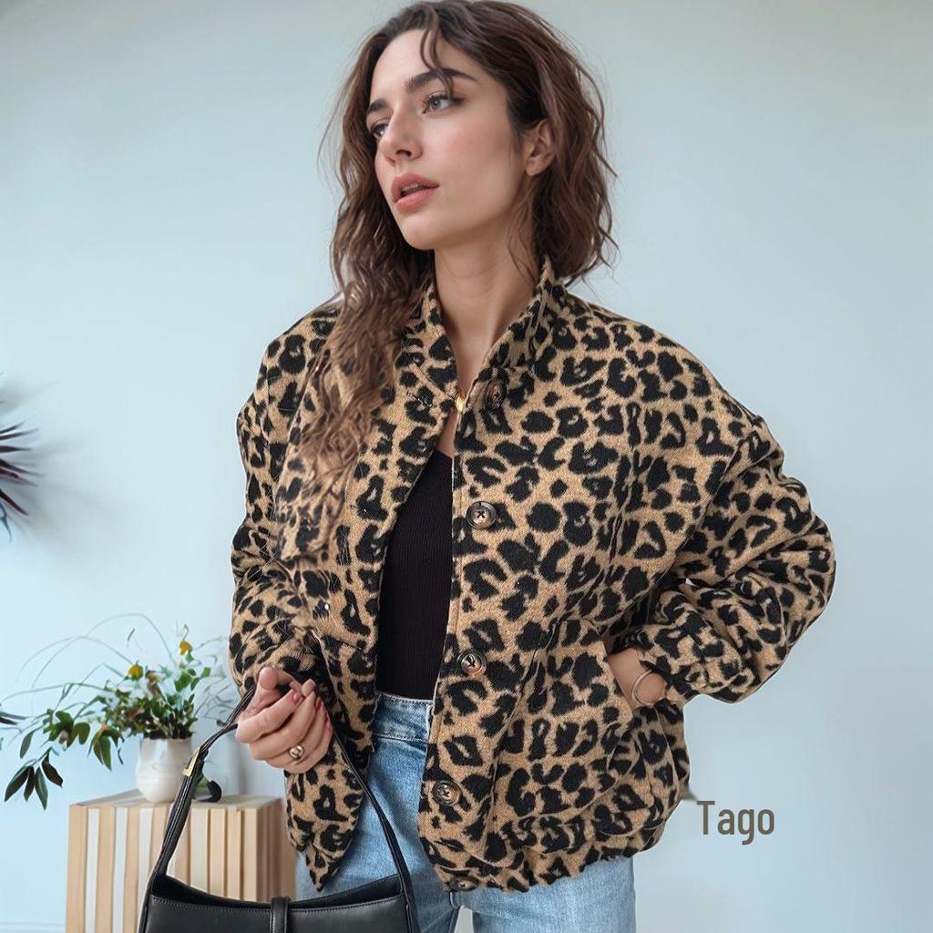Women's Retro Leopard Print Jacket: American-European Casual Loose Fit