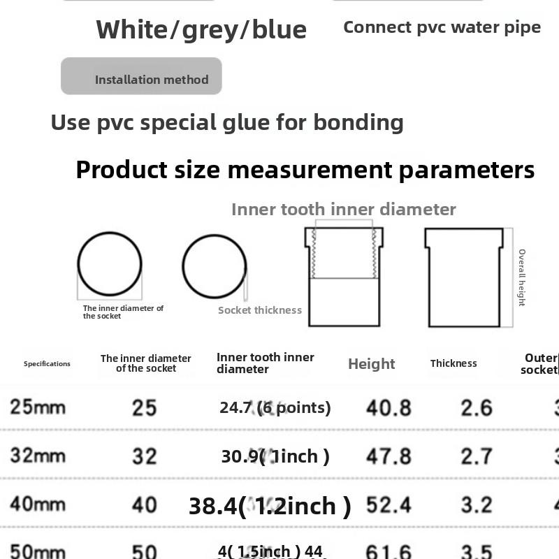 2 Stück Weißes PVC Gerades Verbindungsstück Gartenbewässerung Wasserversorgungsrohr Verbindung 1/2" ~1.5" Außengewinde/Innengewinde zu 20/25/32/40/50mm